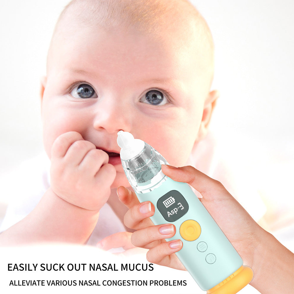 Electric Baby Nasal Aspirator Infants Nose Sucker 3 Suction Levels Low Noise Anti-backflow Nose Cleaner With 3pcs Silicone Tips